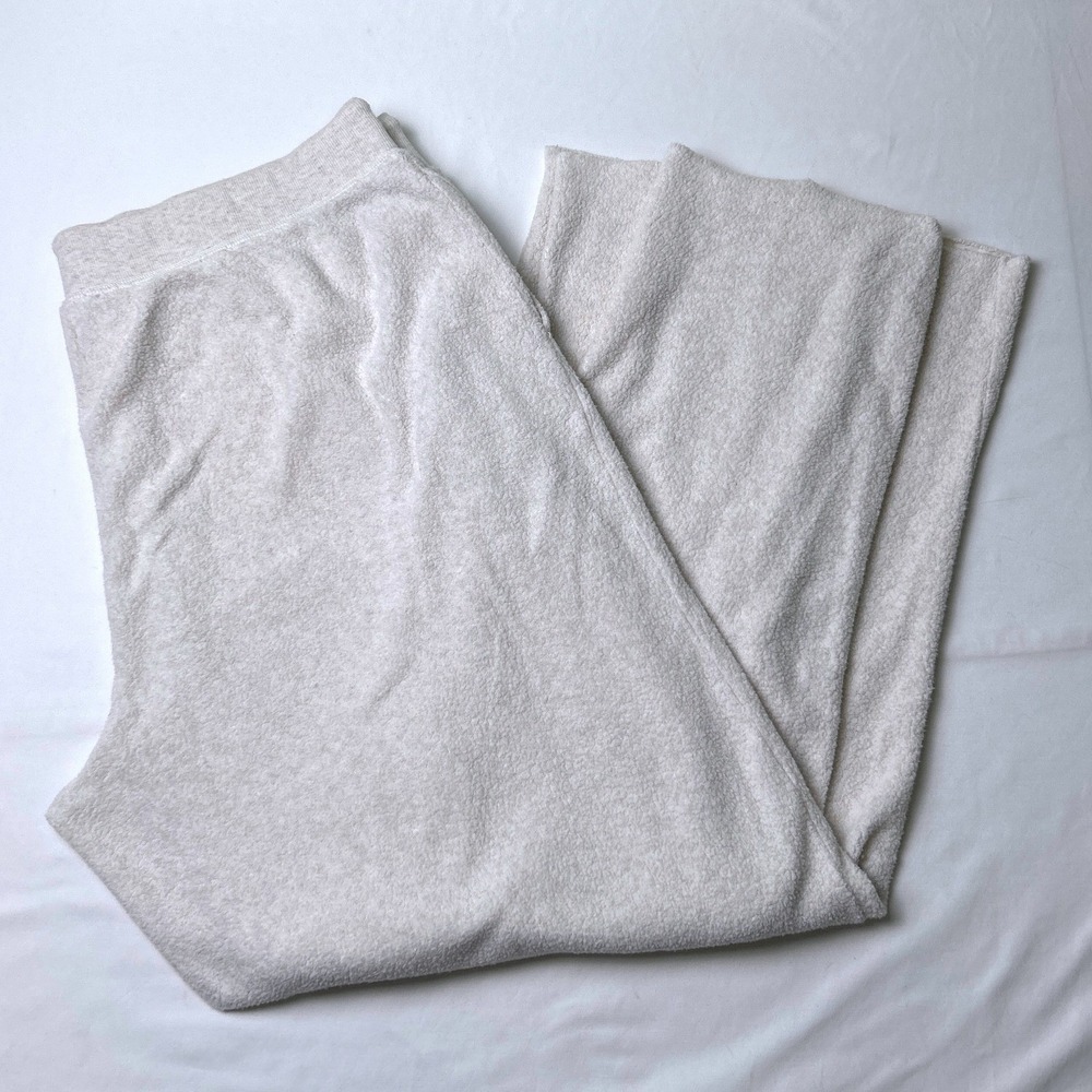Aerie Womens Wide Leg Drawstring Textured Lounge Pants Size XL Oatmeal Off-White